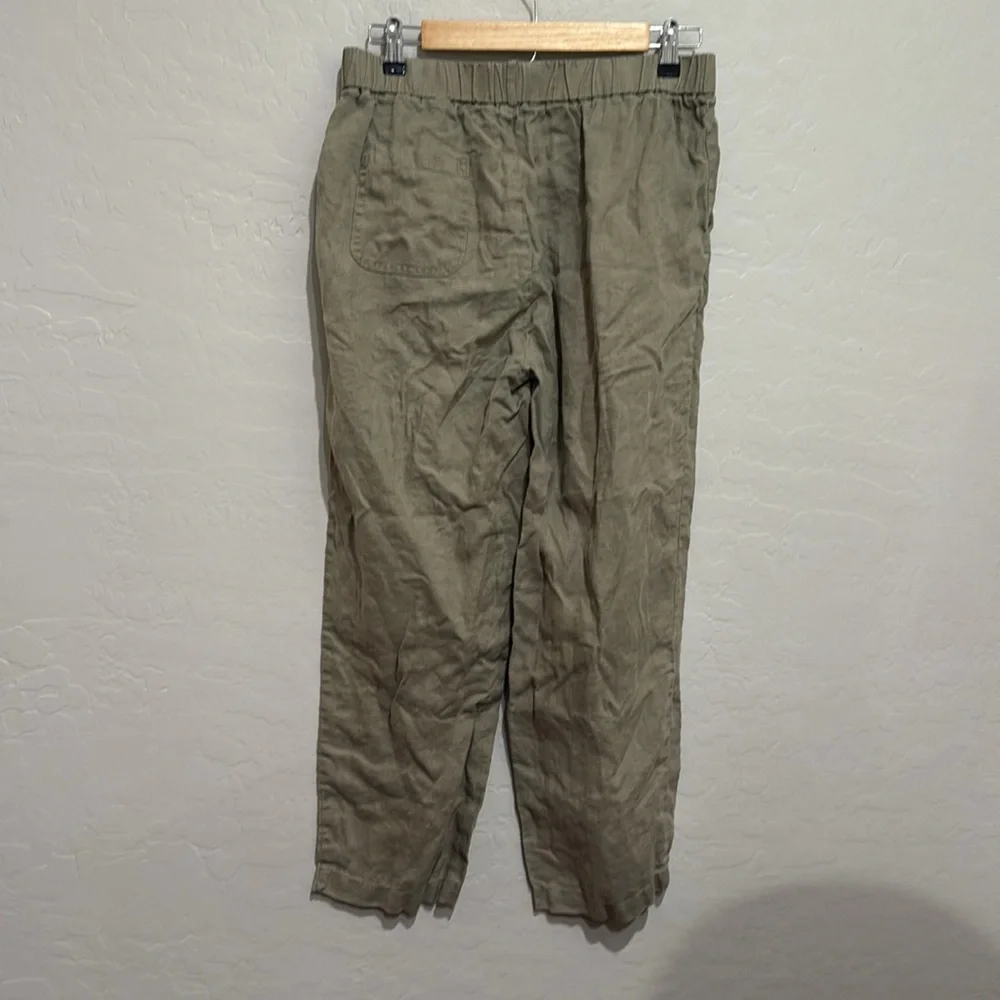 Quince 100% European Linen Cropped Pants in Washed Olive, Medium
